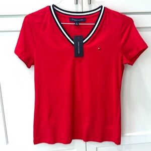 Tommy Hilfiger Sport Red Short Sleeve Tee Shirt Top Small Athletic